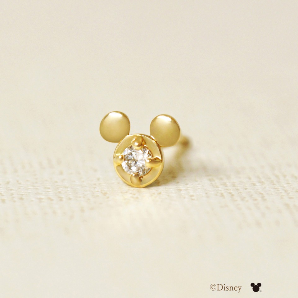 Solo Pierce】[セカンドピアス]K18ミッキーマウス☆ハーフピアス