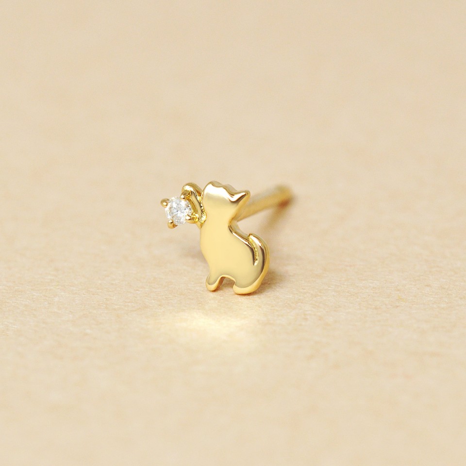 【 Solo Pierce】[ セカンドピアス] K18ダイヤモンド ネコハーフピアス