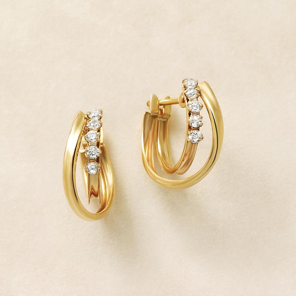 ジルコニア♡美品K18 K10 ゴールド フープピアス☆アガット 【全商品